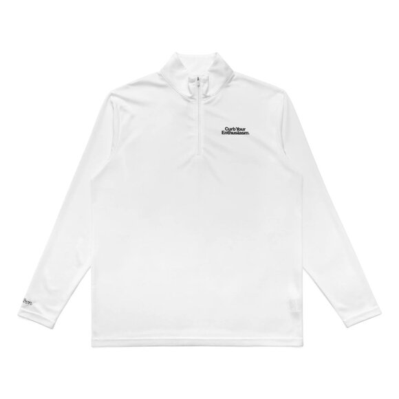 Malbon Golf x Curb Your Enthusiasm Mens White Performance 1/4 Zip Pullover XL - Picture 1 of 11